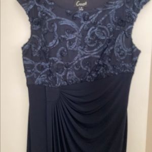 Connected Apparel Navy Blue Full Length Dress for Formal Occasions